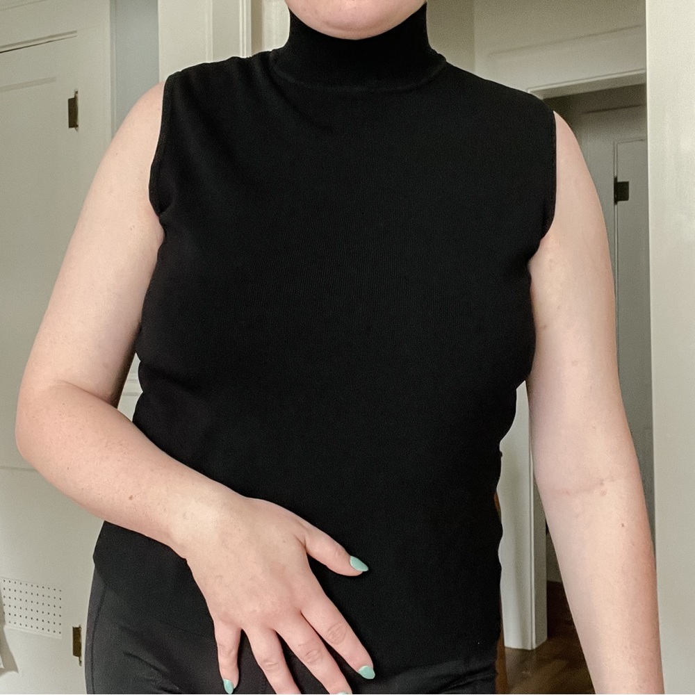 Black Ribbed Turtle Neck Tank Top Size XL